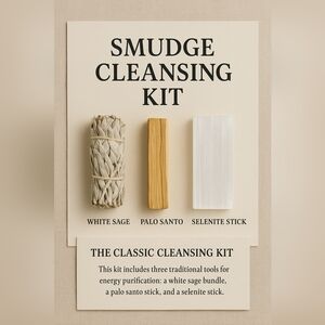 The Classic Cleansing Kit with White Sage, Palo Santo, and Selenite Stick